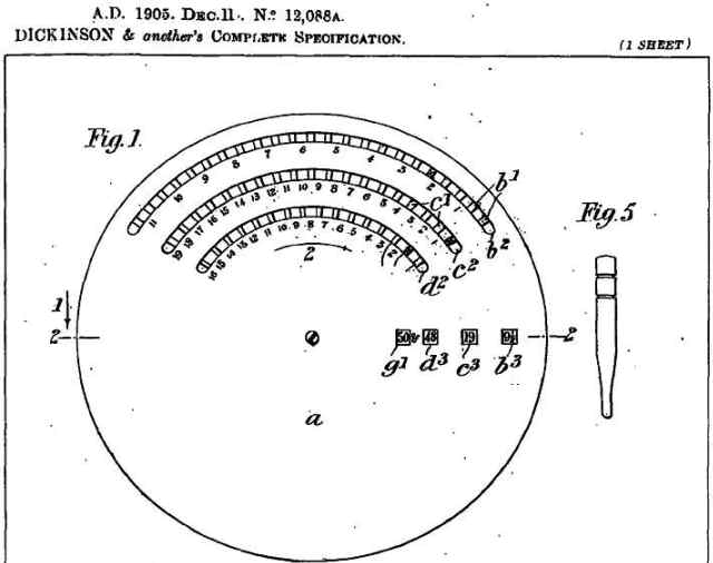 BriCal British Patent 12088A Figure 1 and 5 H Dickinson
